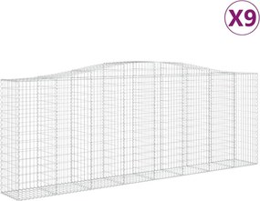vidaXL Coșuri gabion arcuite 9 buc, 400x50x140/160 cm, fier galvanizat