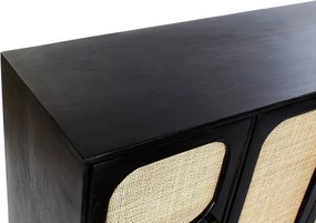 Bufet negru , din lemn de mango si rattan