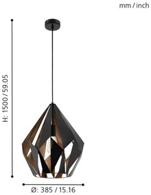 Eglo 49878 - Lampa suspendata CARLTON 1 1xE27/60W/230V