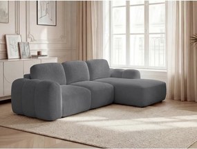 Colțar gri extensibil/cu spațiu de depozitare cu tapițerie din țesătură bouclé (cu colț pe partea dreaptă/cu șezlong) Montaigne – Bobochic Paris