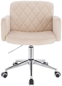 HR802K Scaun Crem din Catifea cu Bază Cromata