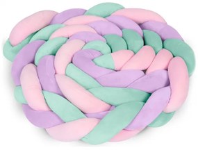 Protectie laterala pentru patut impletita 3 M Ricokids 722106 Roz Mov Turcoaz