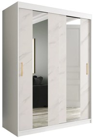 Dulap de haine 150 cm Marbelo P (mat alb + marmură albă). 1064520
