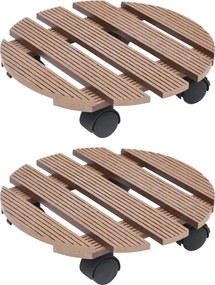 vidaXL Suporturi de plante cu role, 2 buc., maro, Ø30x7,5 cm, WPC