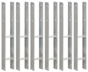 vidaXL Ancore de gard, 6 buc., argintiu, 8x6x60 cm, oțel galvanizat