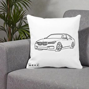 Perna Personalizata BMW Seria 7 Linie Minimalista, 40x40 cm, Alba Mata, Husa Detasabila, Perna Inclusa, BEKZ®