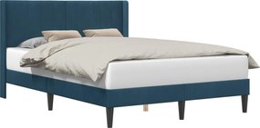 vidaXL Cadru de pat cu headboard albastru 140 x 200 cm Catifea