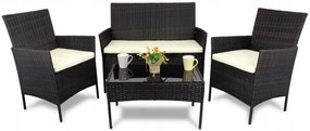 ShopJK MOBILIER DE GRĂDINĂ RATAN PATRU, MARO, PERNELE CREME