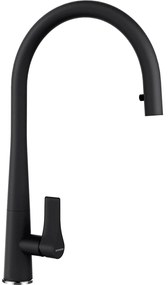 Baterie bucatarie Schock Gota Cristadur Negru cu cap extractibil, aspect granit, cartus ceramic