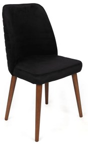 Set 2 scaune haaus Tutku, Negru/Nuc, textil, picioare metalice