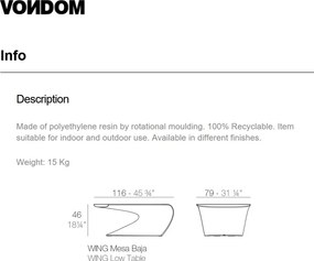 Masuta de exterior / interior design modern premium WING COFFEE TABLE 53035 Vondom