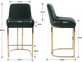 SCBAU201 - Set 2x Scaune Bar Negre / Albe / Gri / Verzi - Catifea