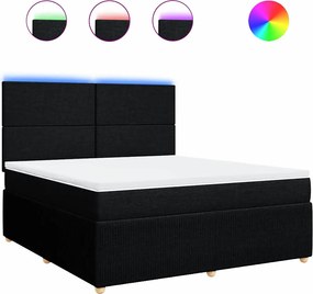 vidaXL Pat box spring cu saltea, negru, 180x200 cm, catifea