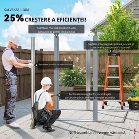 Outsunny Magazie de Grădină pentru Unelte cu Uși Glisante, 197x163x178-200 cm, Maro | Aosom Romania