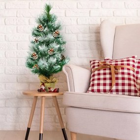 Brad artificial cu zăpadă și conuri, 60 cm