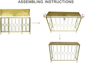 Masă consolă Mauro Ferretti Balcony, 112 x 31 cm, auriu