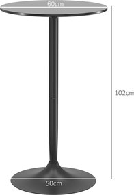 HOMCOM Masă de Bar Înaltă, Masă de Bucătărie Modernă Rotundă cu Blat Vopsit și Bază din Oțel, Masă Bistro pentru 2 Persoane, Neagră | Aosom Romania