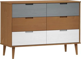 vidaXL Dulap cu sertare „MOLDE”, maro, 113x40x80 cm, lemn masiv de pin