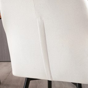 HOMCOM Scaune de Masa Scaune de Vizitator Design scandinav - Set de 2 scaune - Picioare metal negru - Scaun Spatar Brate ergonomici material textil de in Bej | Aosom Romania