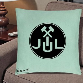 Perna Personalizata JUL Jiul Lupeni Fotbal, 40x40 cm, Verde Menta, Husa Detasabila, Perna Inclusa, BEKZ®