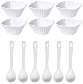 Set boluri de servire cu lingurițe EH Wavy pătrat,12 pcs