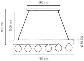 Lustră pe cablu Spot-Light 69870604 TRABO 6xE27/60W/230V