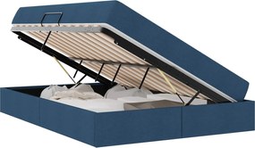 vidaXL Pat cu saltea și spațiu de depozitare albastru 140 x 190 cm