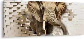 Tablou - Elefant spârgând peretele (120x50 cm)