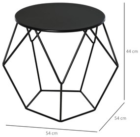 Masuta geometrica in stil nordic din otel rezistent la rugina 54x54x44cm, negru HOMCOM | Aosom Romania