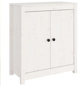 Servanta, alb, 70x35x80 cm, lemn masiv de pin 1, Alb, 70 x 35 x 80 cm, Dulap lateral cu 2 usi