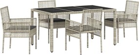 vidaXL Set de masă pentru grădină 5 pcs Gri deschis poliratan