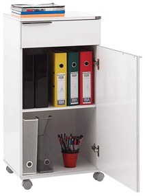 Corp Mobil Adore Diamond, cu usa, sertar si rotile, Alb, 50 x 100 x 40 cm