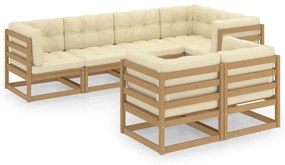 3076697 vidaXL Set mobilier de grădină cu perne, 7 piese, lemn masiv de pin