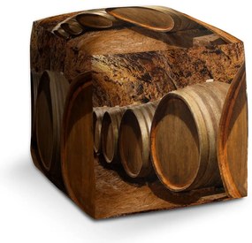 Taburet Cube butoaie, maro