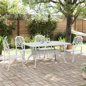 3216310 vidaXL Set mobilier de grădină, 5 piese, alb, aluminiu turnat