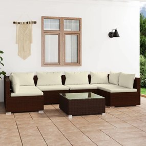 3101882 vidaXL Set mobilier de grădină cu perne, 7 piese, maro, poliratan