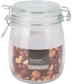 Borcan Excellent Houseware cu clemă și capac desticlă 750 ml