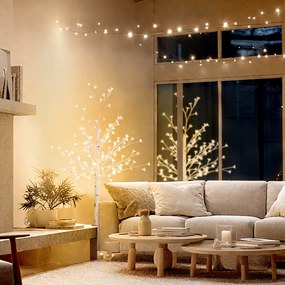 HOMCOM Copac Di Betulla Con 120 Lumini Led Înalt 150cm 3 Niveluri Luminosità Alb | Aosom Romania