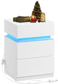 Noptiere cu iluminare LED, 35x40x55 cm, alb