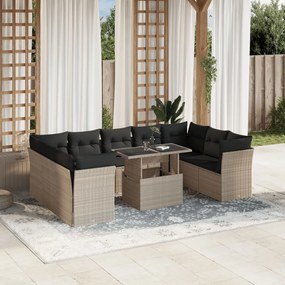 vidaXL Set canapele de grădină cu perne 10 piese gri deschis poliratan