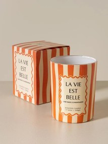 Lumânare portocalie «La vie est belle» – parfum de mandarină și busuioc