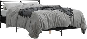 vidaXL Cadru de pat, negru, 120x190 cm, lemn prelucrat și metal