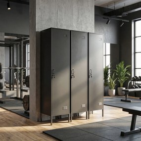 HOMCOM Spind metalic cu ușă închisă cu cheie și bară pentru haine, spind metalic individual pentru acasă sau birou, Negru | Aosom Romania