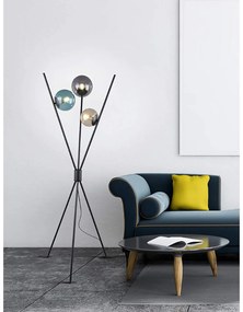 LAMPADAR LANCE, METAL, NEGRU MAT, ABAJUR STICLA, 3XE14, 28 W EXCL