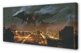 Tablouri canvas City pe timp de noapte monstru fum
