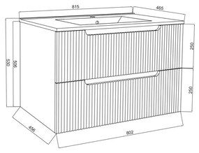 Set mobilier alb riflat cu lavoar inclus, Malta 80 cm, Resigilat 800 x 530 x 460 mm