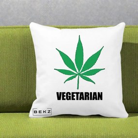 Perna Decorativa Vegetarian cu Frunza, 40x40 cm, Alba Mata, Husa Detasabila, Perna Inclusa, BEKZ®