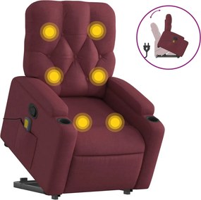 vidaXL Fotoliu rabatabil de masaj cu ridicare, roșu vin, textil