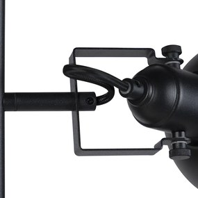 Lampă de podea industrială neagră cu auriu 3 lumini - Tommy