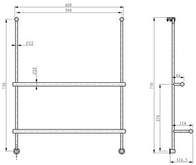 SAPHO 1301-09 Suport de prosoape suspendat pentruparavan de duș 60 x 73 x 12,5 cm, argintiu